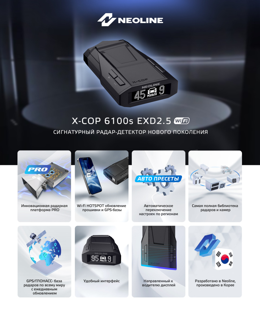 Радар детектор Neoline X-COP 6100s EXD2.5 Wi-Fi