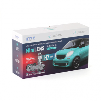 Линзы Bi-LED MTF MiniLENS H7 (12/24V, 55W, 6000K, 4000LM) Арт.MLH7K5