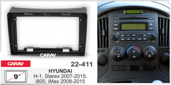Рамка Hyundai H-1, Starex 2007-2015 MFB дисплея 9" CARAV 22-411 черная