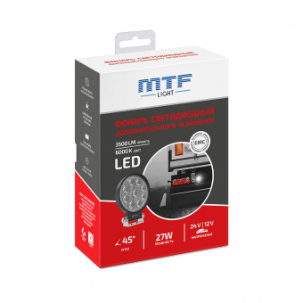 Фонарь светодиодный MTF LIGHT дополнительного освещения 12-60В, 3000лм, 6000К, круглый PL27K6R
