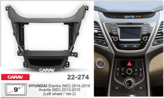 Рамка Hyundai Elantra (MD), Avante (MD) 2013-2016 для MFB дисплея 9" CARAV 22-274