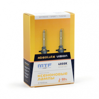 Лампа ксеноновая MTF (H7 ABSOLUTE VISION +50%, 3800lm, 4800K, 35Вт, 85В) уценка гарантия 14 дней