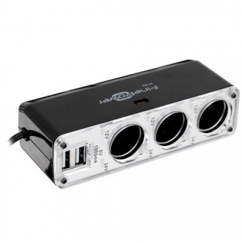 Разветвитель прикуривателя FinePower FP-302 (3 прикуривателя и 2 USB с кабелем)