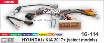 Комплект проводов для установки ANDROID CARAV 16-114 Hyundai, Kia 2017 + (основ,антен,руль,USB,cam)