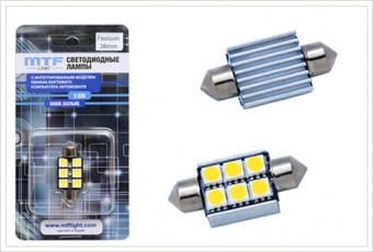 Лампа светодиодная MTF C5W 36мм софитная 12V 5000K