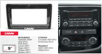 Рамка Mitsubishi Lancer, Pajero, Outlander 2006+ для MBF магнитол 9" CARAV 22-480