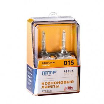 Лампа ксеноновая MTF (D1S, ABSOLUTE VISION +50%, 3800lm, 4800K)
